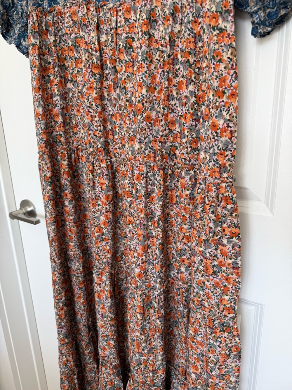 NATURAL LIFE Blue and Multi Colored Floral Tiered Maxi Dress - Picture 5 of 10